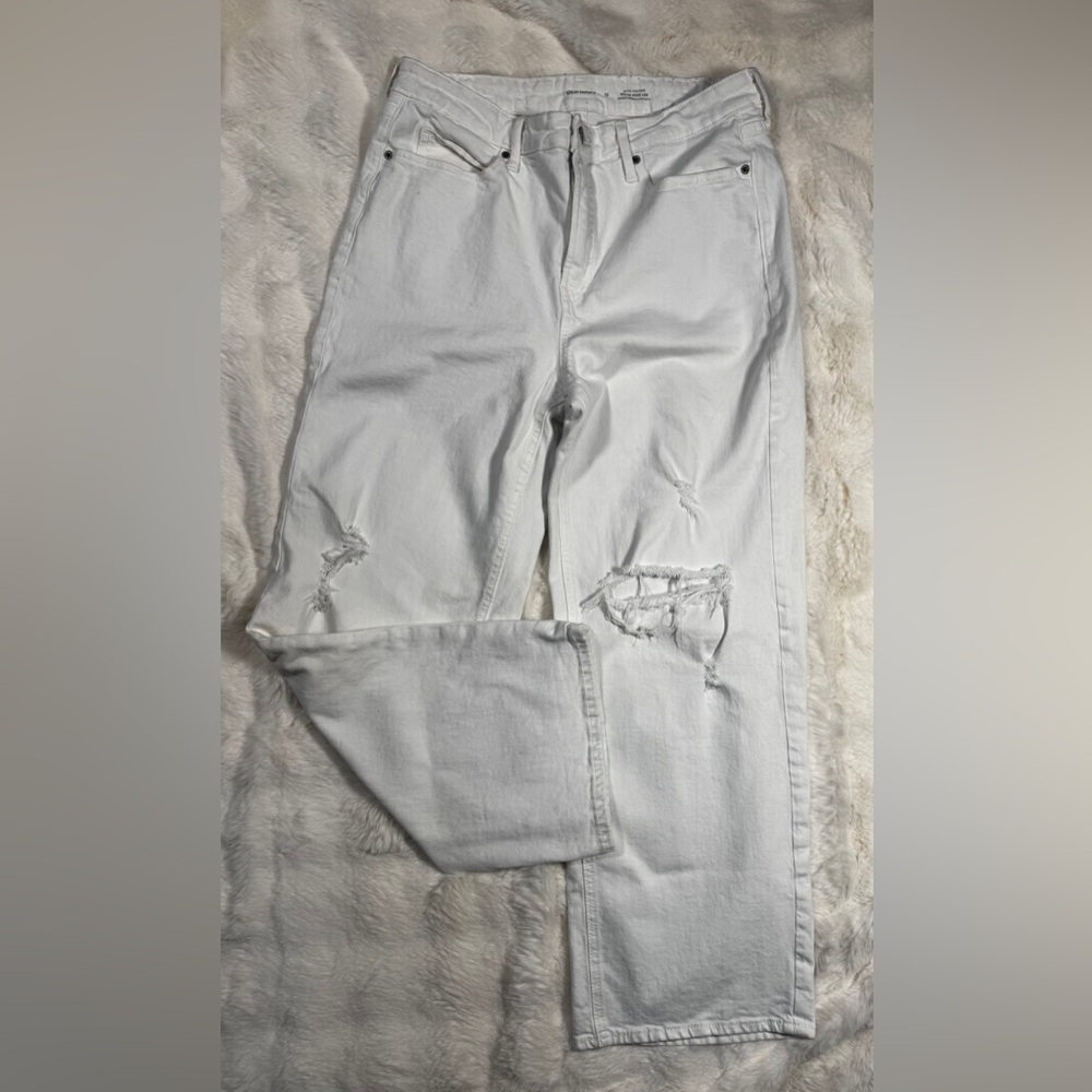 Old Navy White Distressed Wide Leg Jeans